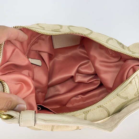 COACH Kristin Signature C Beige Gold Linen Hobo Handbag - M1082-16817 - Picture 3 of 14